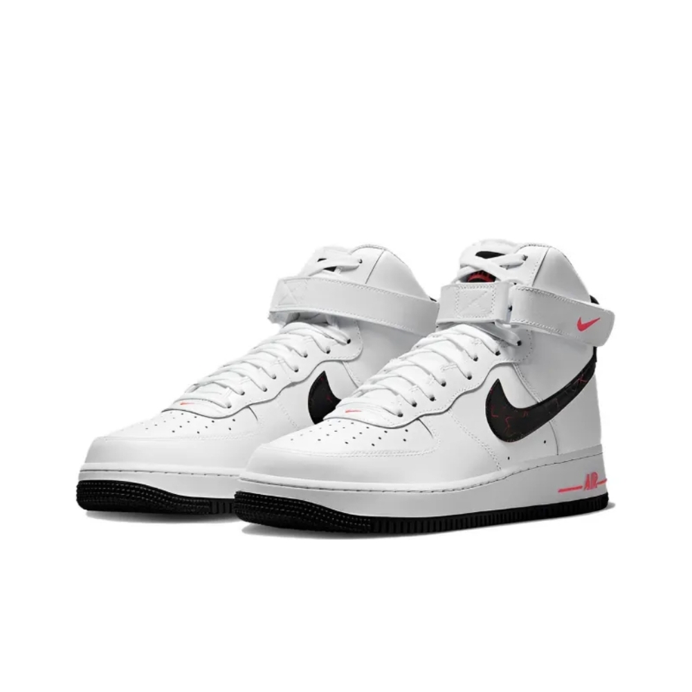 Nike White High-Top Sneakers with Black Swoosh and Pink Details - Picture 5 of 16